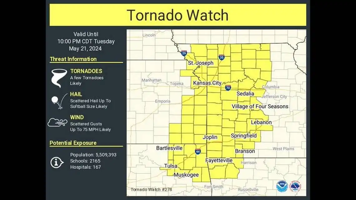Tornado Watch Issued Kansas City Area Outbreak Severe Weather Hits Midwest
