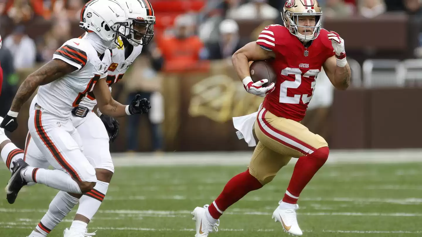 49ers running back Christian McCaffrey ruled out vs. Browns oblique injury