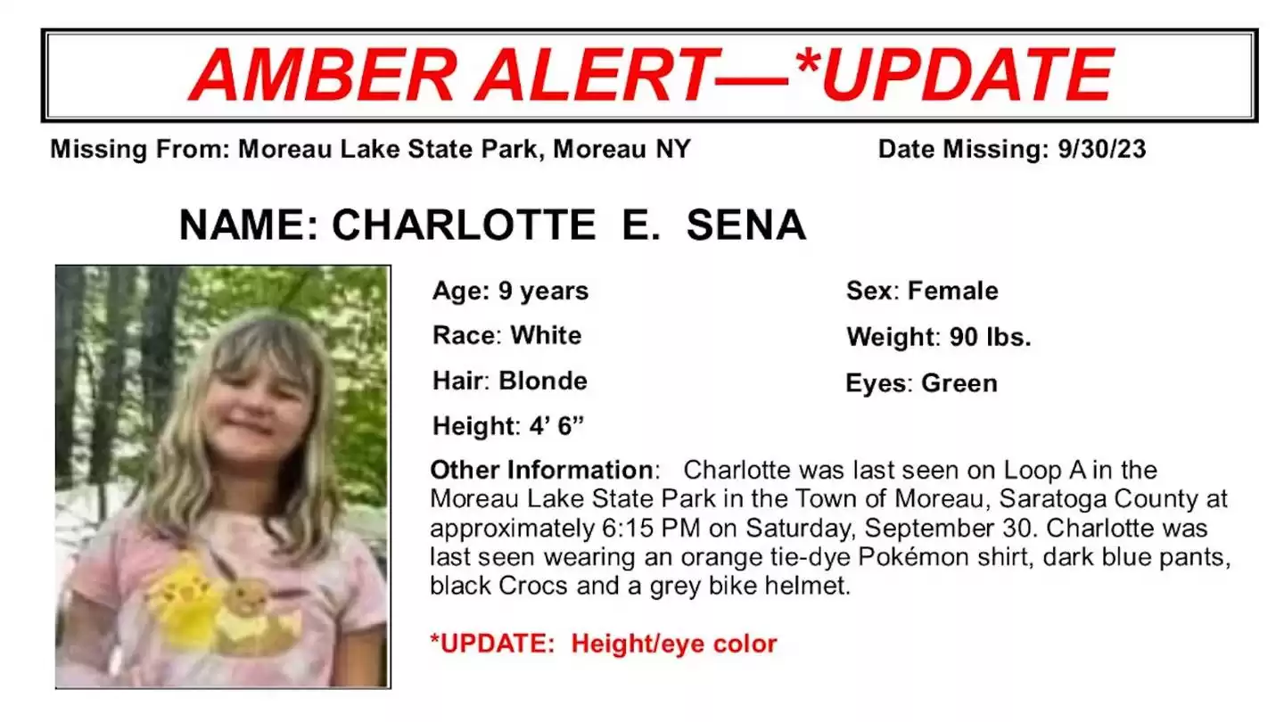 Amber Alert for Charlotte Sena, 9, Missing from NY State Park