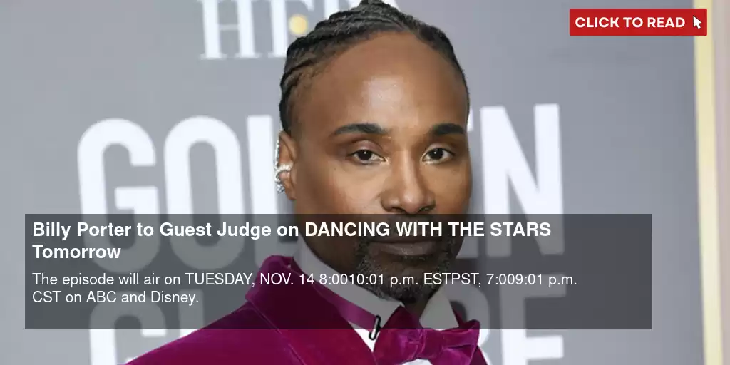 Billy Porter DANCING WITH THE STARS Guest Judge Tomorrow