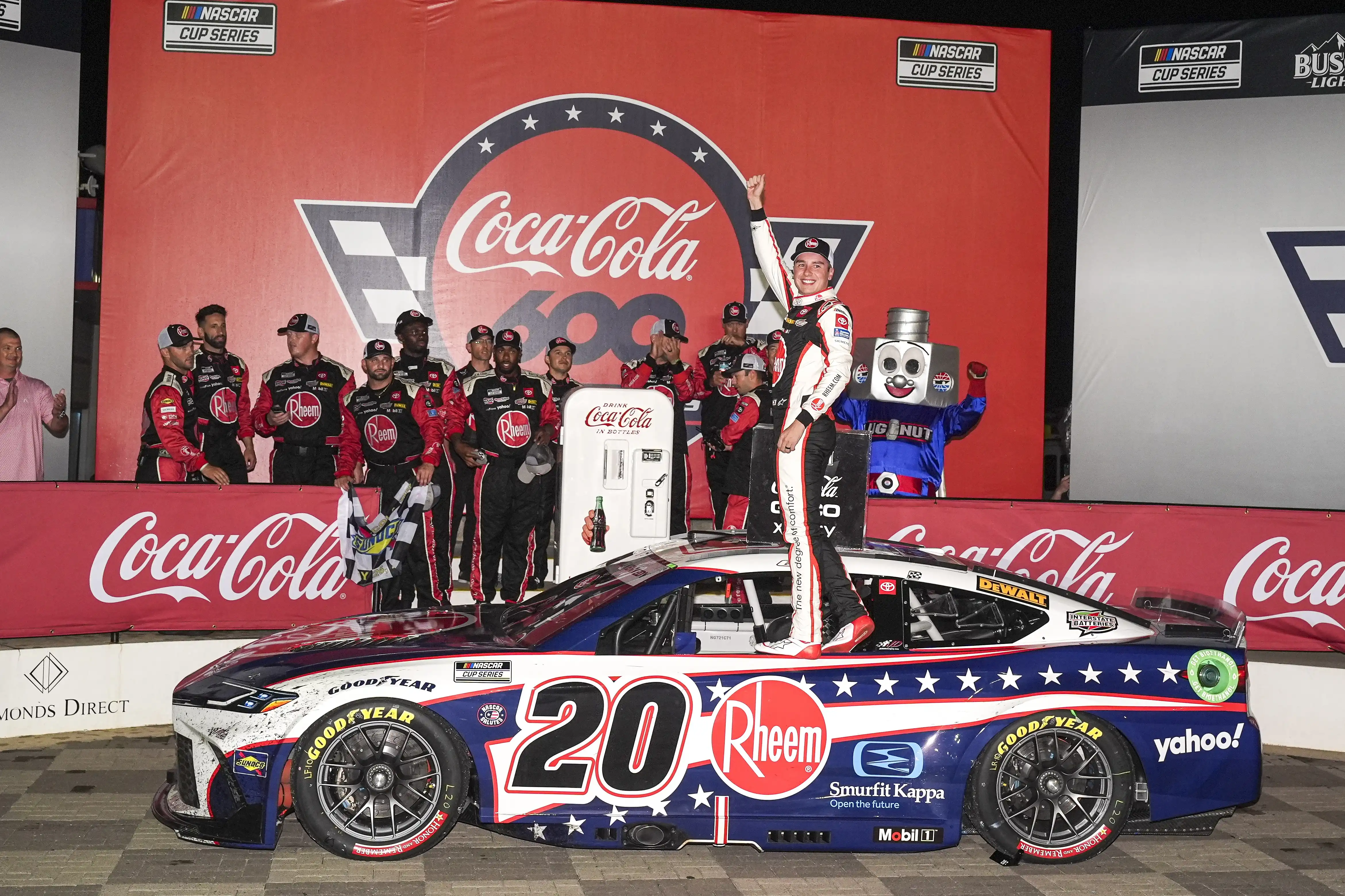 Christopher Bell wins Coca-Cola 600 after NASCAR suspends track drying efforts