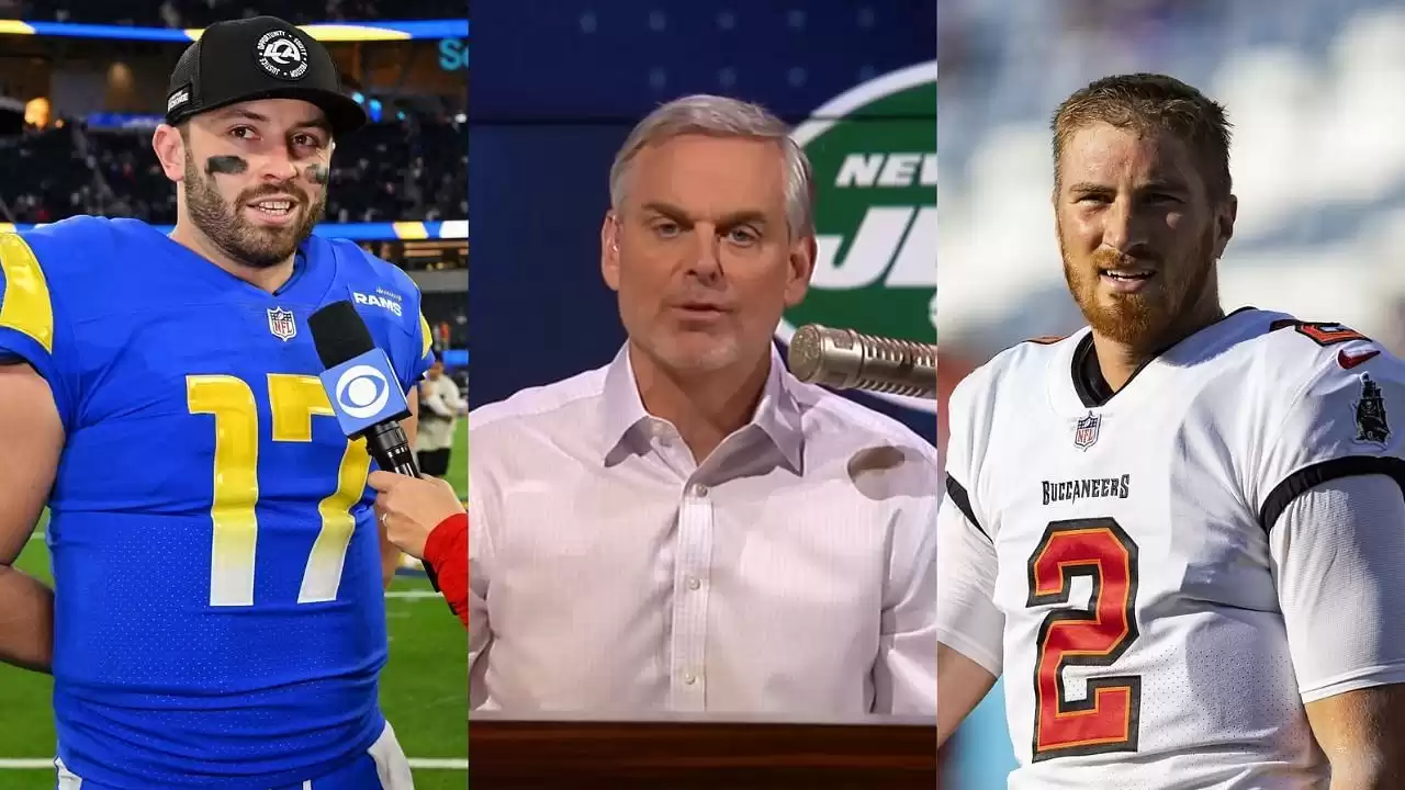 Colin Cowherd Challenges Baker Mayfield to Retire Amid QB1 Battle with Kyle Trask