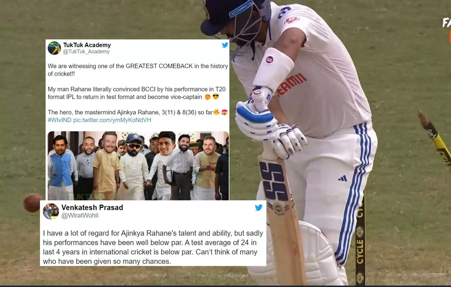 Fans express disappointment as Ajinkya Rahane underperforms in the 2nd India vs West Indies Test, leading to concerns about CSK's performance without Dhoni.