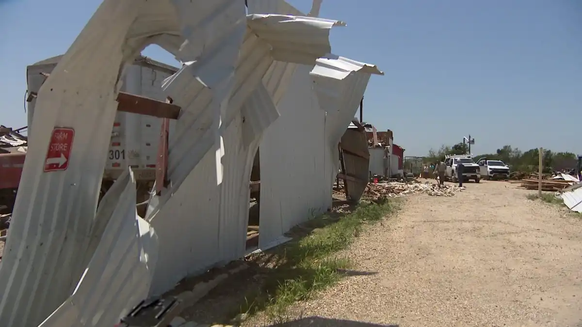 Farm Valley View tornado destroyed community clean up