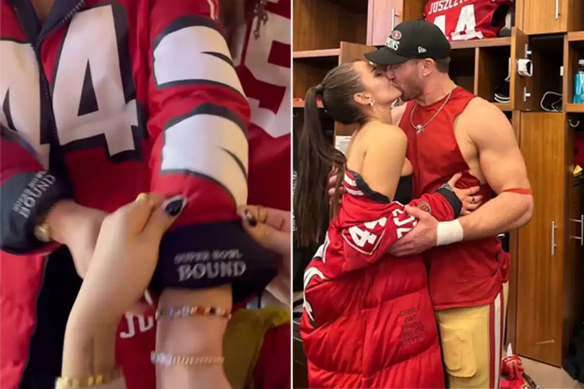 Hidden Message in 49er Kyle Juszczyk's Wife Kristin's Jacket for NFC Championship Win - Yahoo Sports