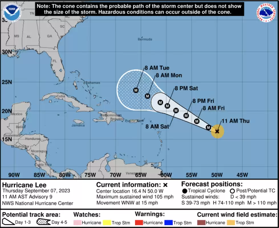 "Hurricane Lee Projected to Attain Category 5 Intensity"