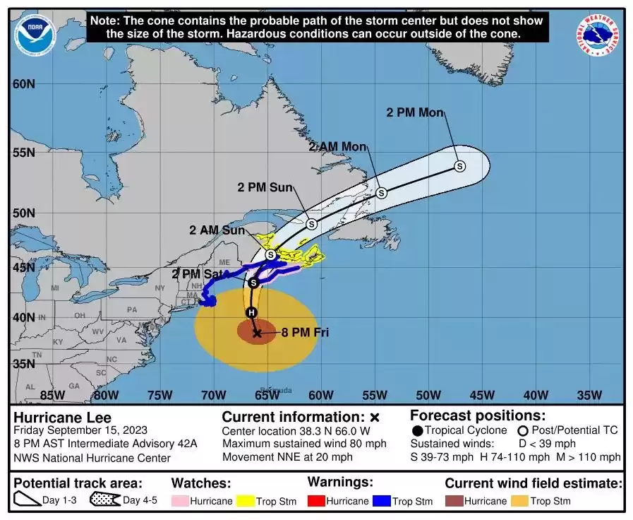 Hurricane Lee tracker: Storm approaches New England, Canada
