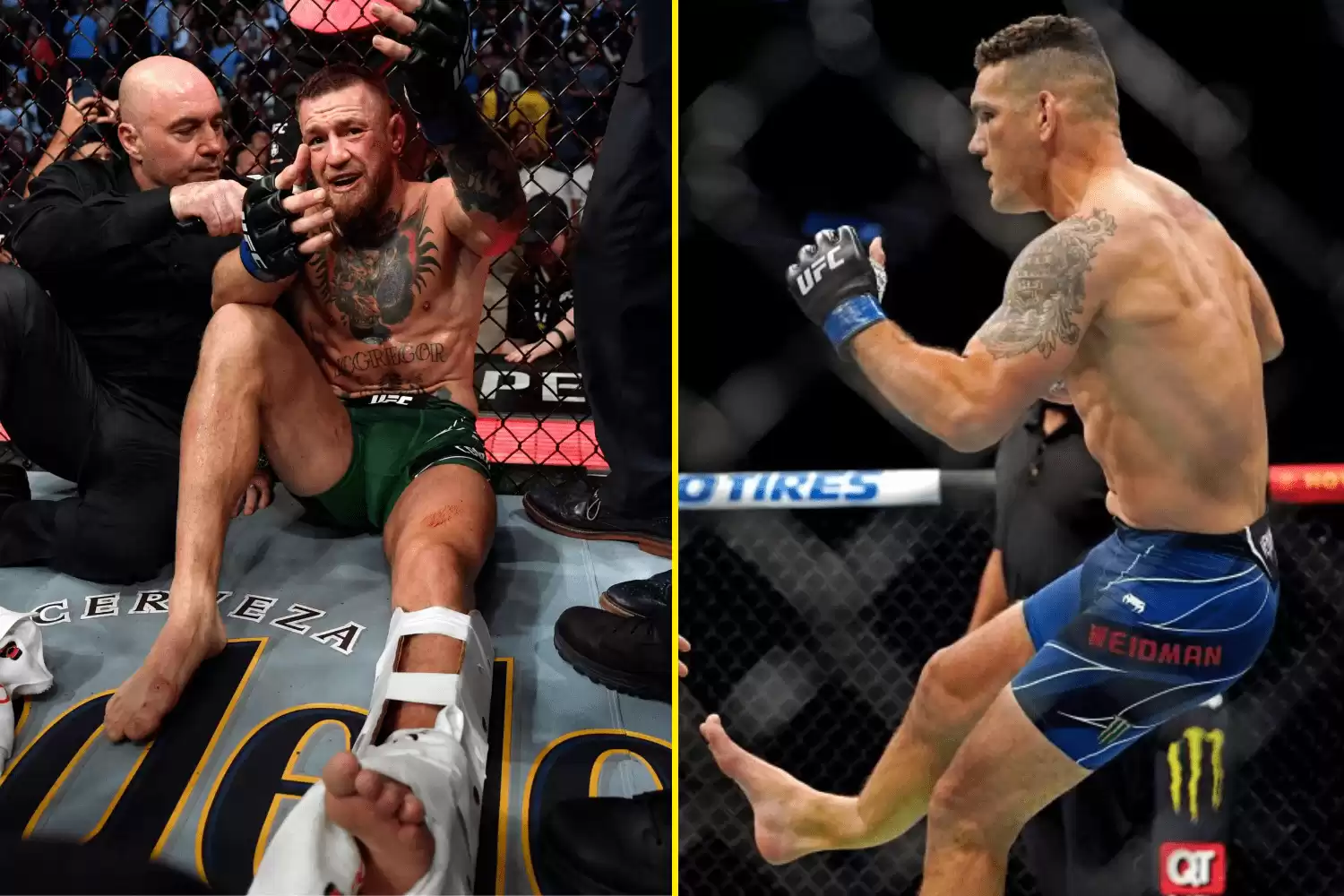 "Joe Rogan relieved by Conor McGregor & doctor discussing Chris Weidman's leg concerns at UFC 292"