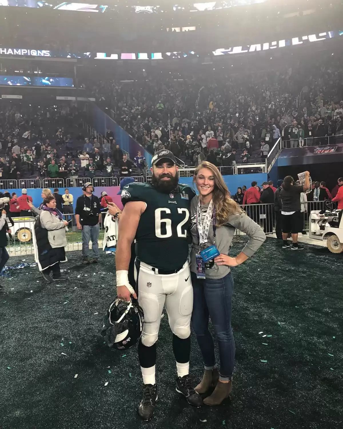 Kylie Kelce Chiefs Eagles game family members sitting