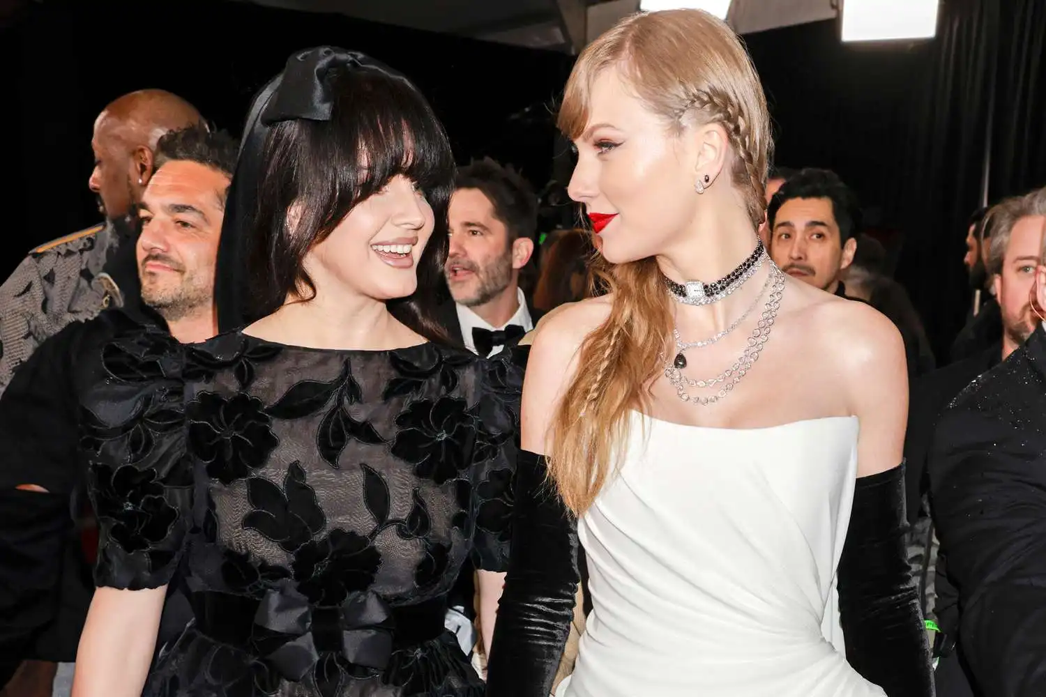 Lana Del Rey 2024 Grammys outfit: Wearing Bows and Poses with Taylor Swift