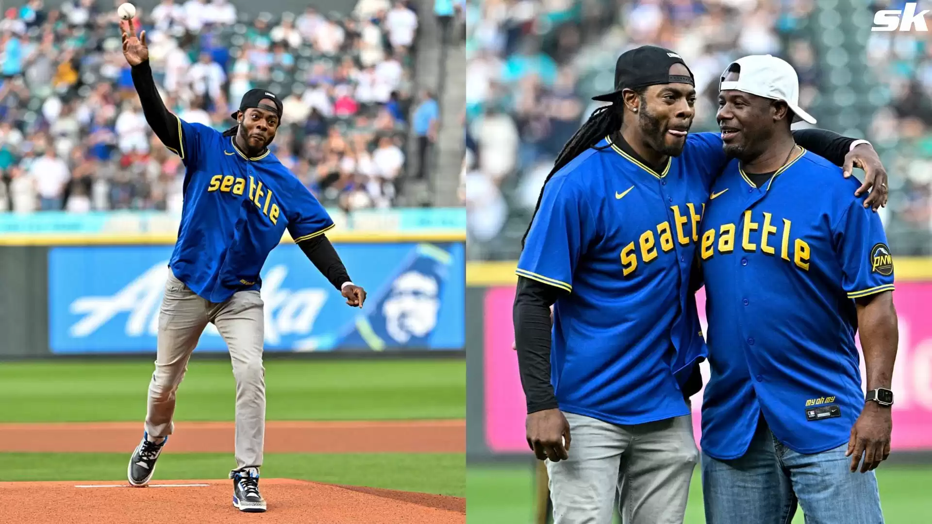 Super Bowl champion Richard Sherman throws out ceremonial first pitch at Seattle Mariners game