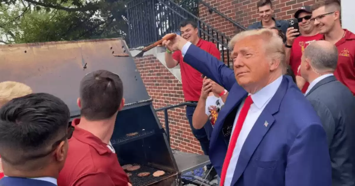 Trump Crashes Frat Party at Iowa Vs Iowa State Game, Crowd Goes Wild