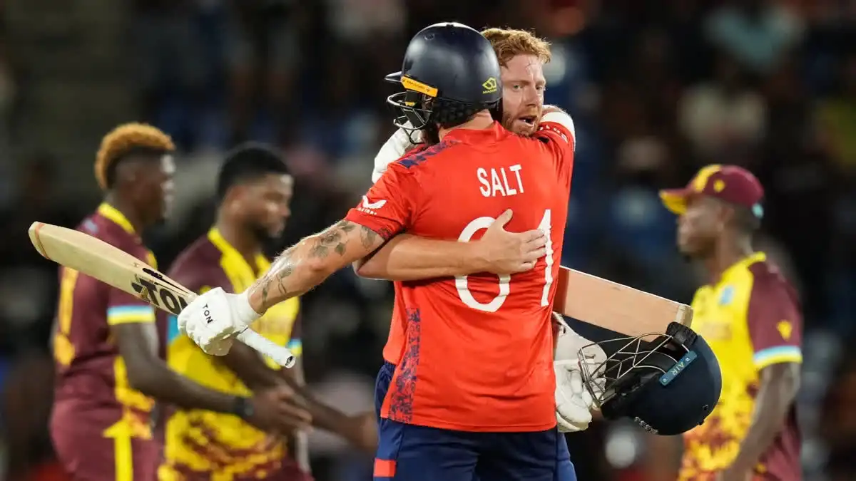 West Indies England Phil Salt Assault Leads Defending Champions Smooth Eight-Wicket Win Hosts